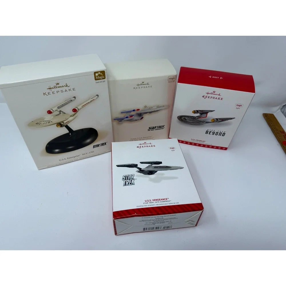Hallmark Keepsake Star Trek Ornament Lot Enterprise Franklin Vengeance 4pc Set